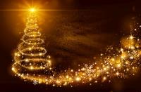 Bild vergrößern: Christmas magic tree with bright star on golden background